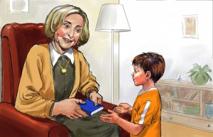 הספר מוקדש לשחקנית ליא קניג, הגברת הראשונה של התיאטרון הלאומי הבימה, חברה קרובה של המחברת שמתפקדת כסבתא במשרה מלאה לילדיה ומככבת בדמות הסבתא באיורי הספר (איורים: לאסלו (לצי) בראון)