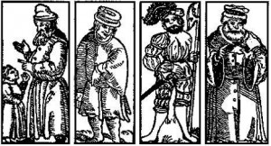 ארבעת הבנים על פי הגדת פראג, דפוס 1526 (מתוך התערוכה)